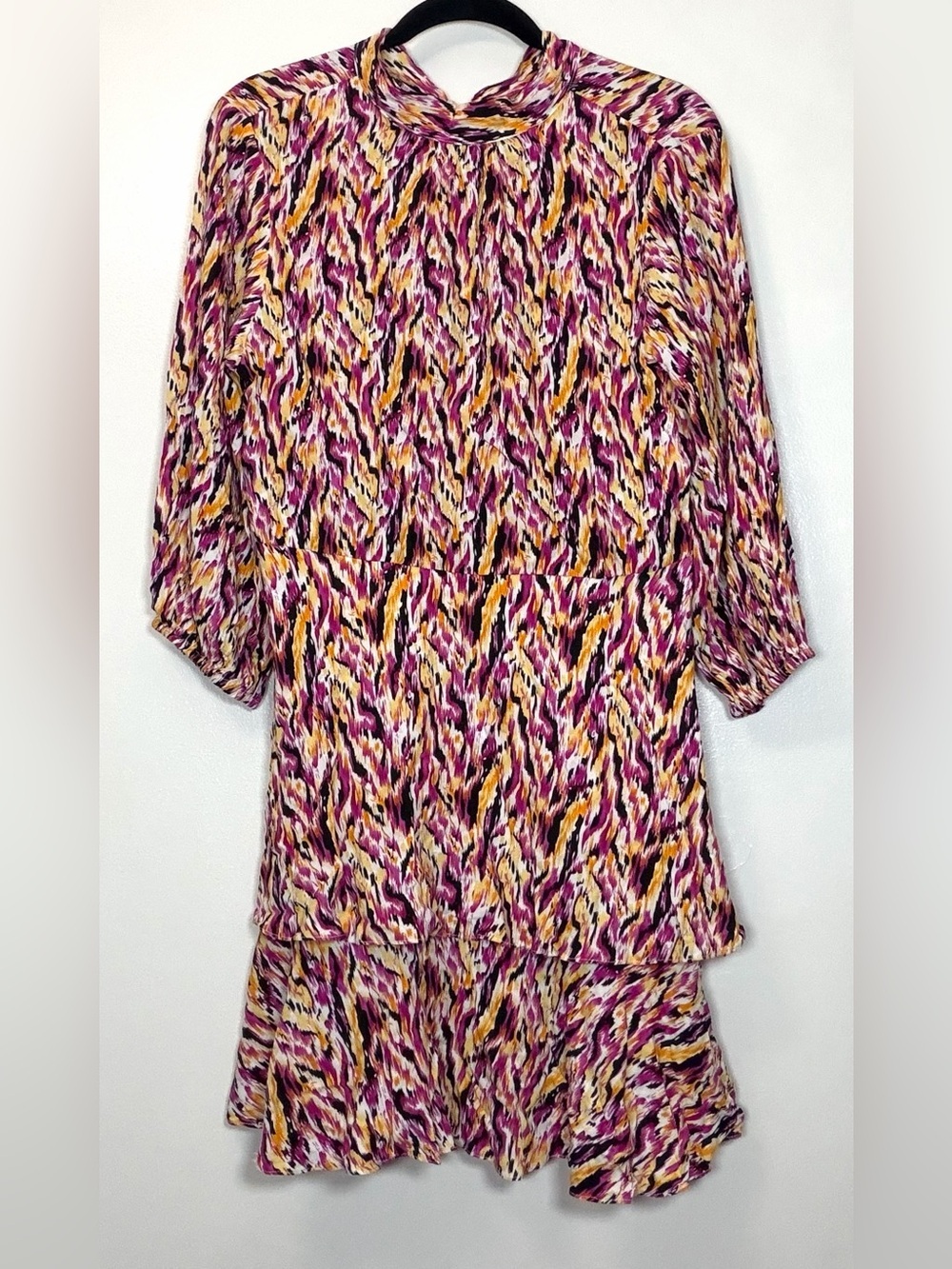 🆕 THML Multi-Color Abstract Print Ruffled Dress - Pink, Yellow, Black, White